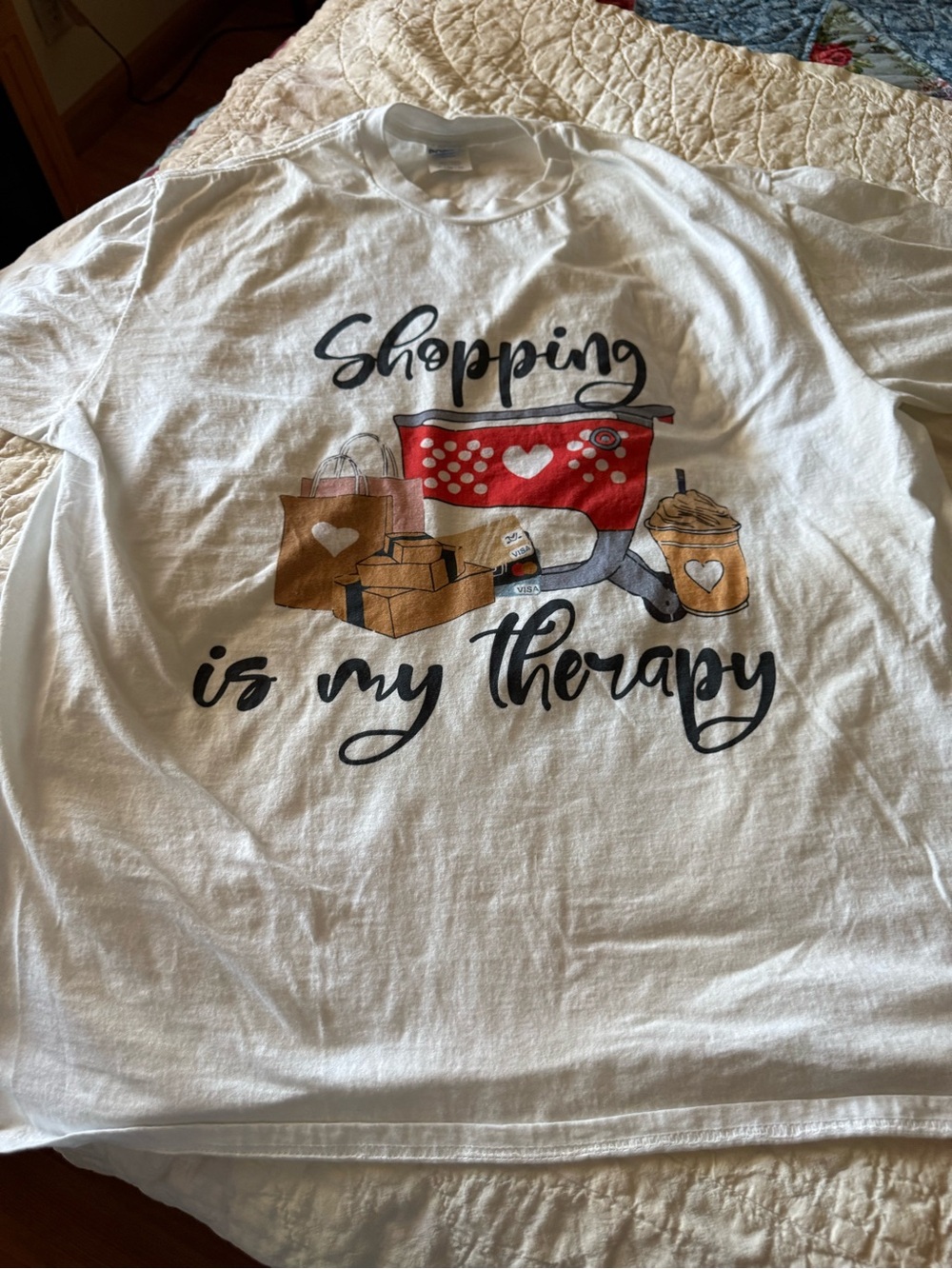 White women’s  'Shopping Is My Therapy' Graphic Tee